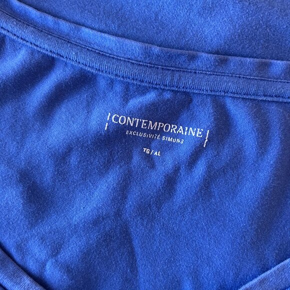 Simons Contemporaine Royal Blue T Shirt V Neck Pima Cotton Women's Extra Large - Picture 4 of 5
